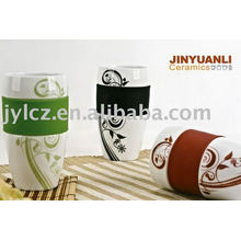 selling hot ceramic mug with decal and silicone base